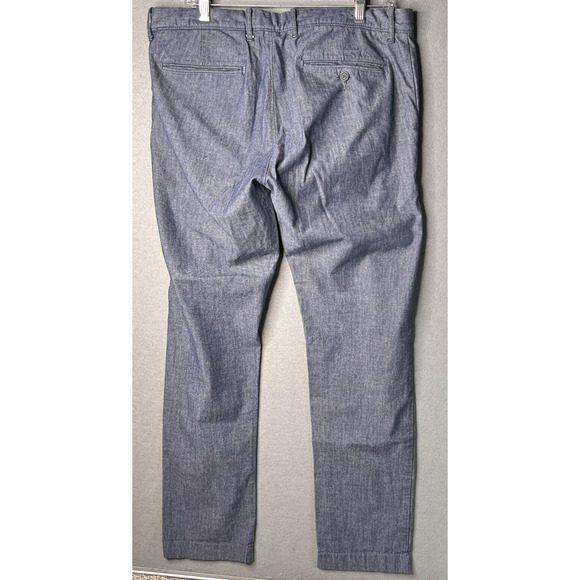 J Crew 484 Stretch Pants Men 34 (34x31) Chino Preppy Blue Chambray Office Casual - Picture 4 of 10